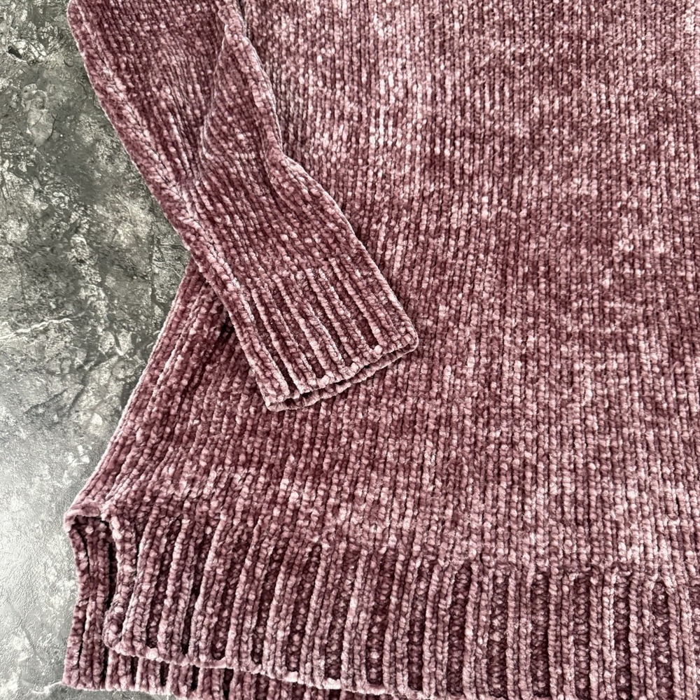 Orvis Womens Chenille V Neck Pullover Tunic Sweater Chunky Plushy‎ Mauve Sz M - Picture 4 of 9
